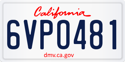 CA license plate 6VPO481