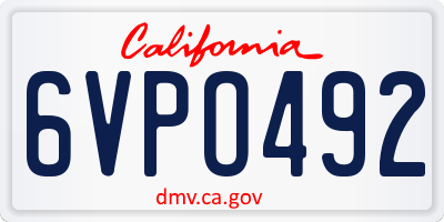 CA license plate 6VPO492