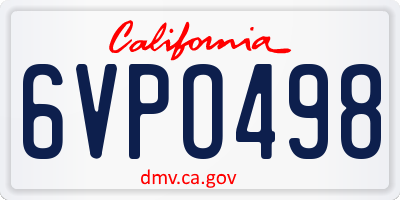 CA license plate 6VPO498