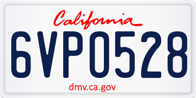 CA license plate 6VPO528