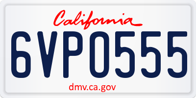 CA license plate 6VPO555