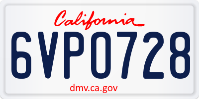 CA license plate 6VPO728
