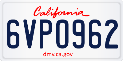 CA license plate 6VPO962