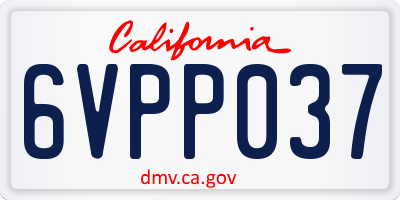 CA license plate 6VPP037