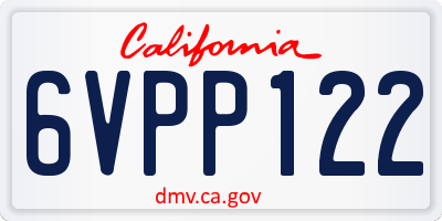 CA license plate 6VPP122