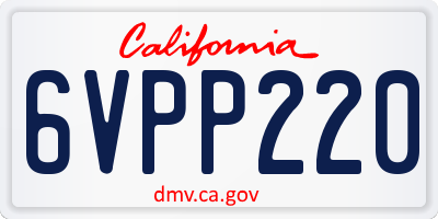 CA license plate 6VPP220