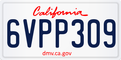 CA license plate 6VPP309