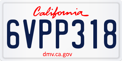CA license plate 6VPP318