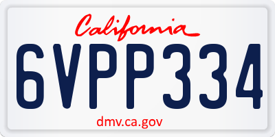 CA license plate 6VPP334