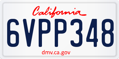 CA license plate 6VPP348
