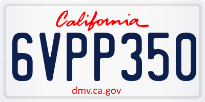 CA license plate 6VPP350