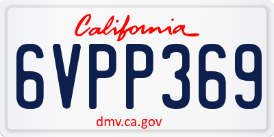 CA license plate 6VPP369