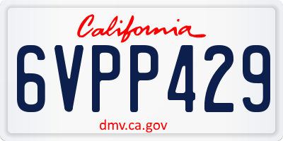 CA license plate 6VPP429