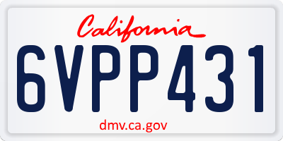 CA license plate 6VPP431
