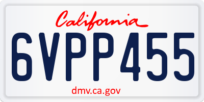 CA license plate 6VPP455