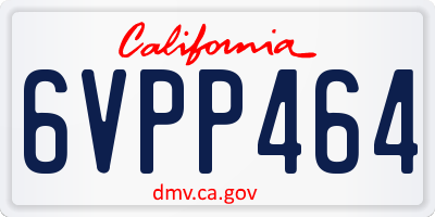CA license plate 6VPP464