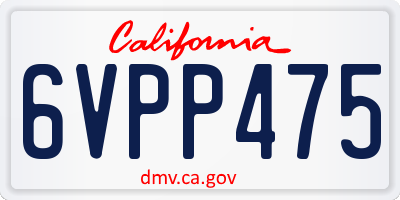 CA license plate 6VPP475