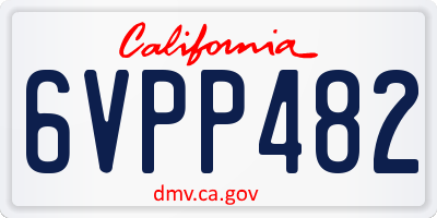 CA license plate 6VPP482