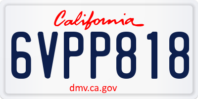 CA license plate 6VPP818