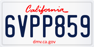 CA license plate 6VPP859