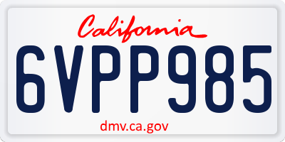 CA license plate 6VPP985