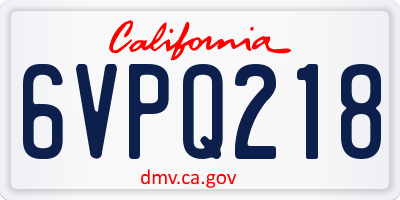 CA license plate 6VPQ218