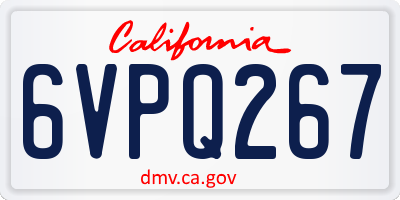 CA license plate 6VPQ267