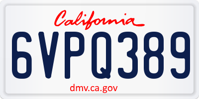 CA license plate 6VPQ389