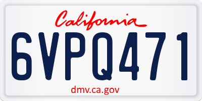 CA license plate 6VPQ471