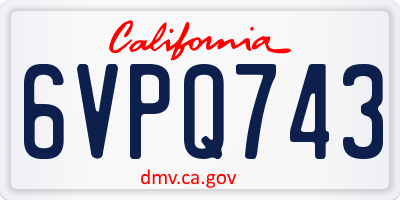 CA license plate 6VPQ743