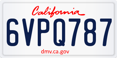 CA license plate 6VPQ787