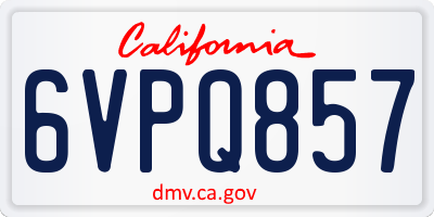 CA license plate 6VPQ857