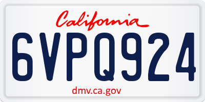 CA license plate 6VPQ924
