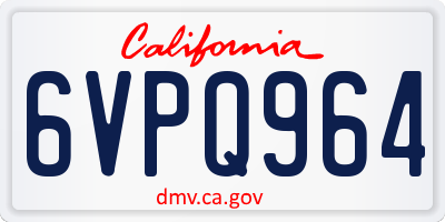 CA license plate 6VPQ964