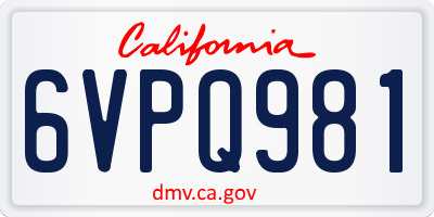 CA license plate 6VPQ981