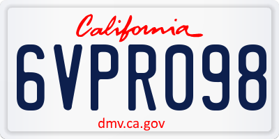 CA license plate 6VPR098