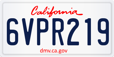 CA license plate 6VPR219