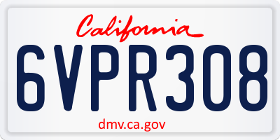 CA license plate 6VPR308