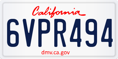 CA license plate 6VPR494