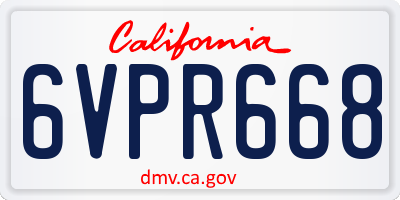 CA license plate 6VPR668