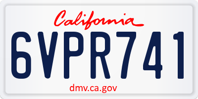 CA license plate 6VPR741
