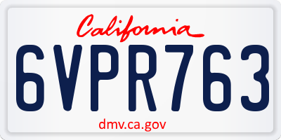 CA license plate 6VPR763