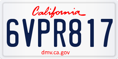 CA license plate 6VPR817