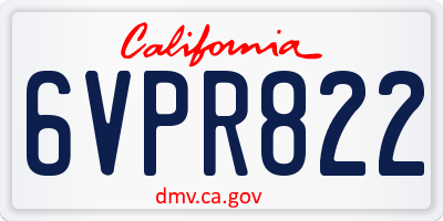 CA license plate 6VPR822