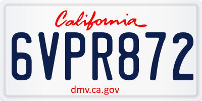 CA license plate 6VPR872