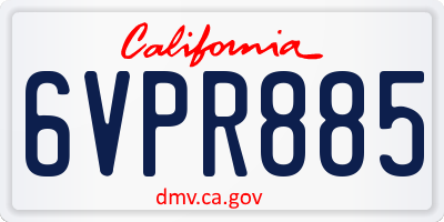 CA license plate 6VPR885