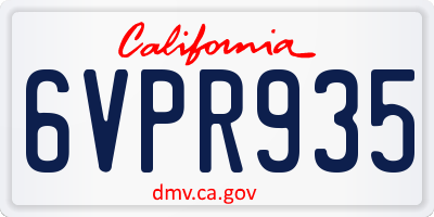 CA license plate 6VPR935
