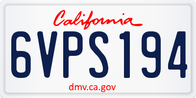 CA license plate 6VPS194