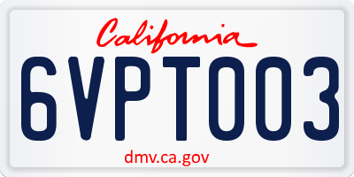 CA license plate 6VPT003