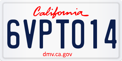 CA license plate 6VPT014